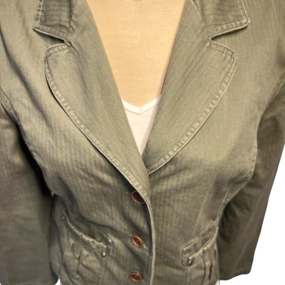 SONOMA Green Blazer Jacket Sz PL Petite Large 100% Cotton Button Up - Picture 6 of 16